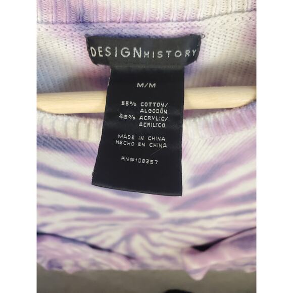 Design History Women's  Size Medium Purple & White Tie Dye Sweater - Picture 3 of 3